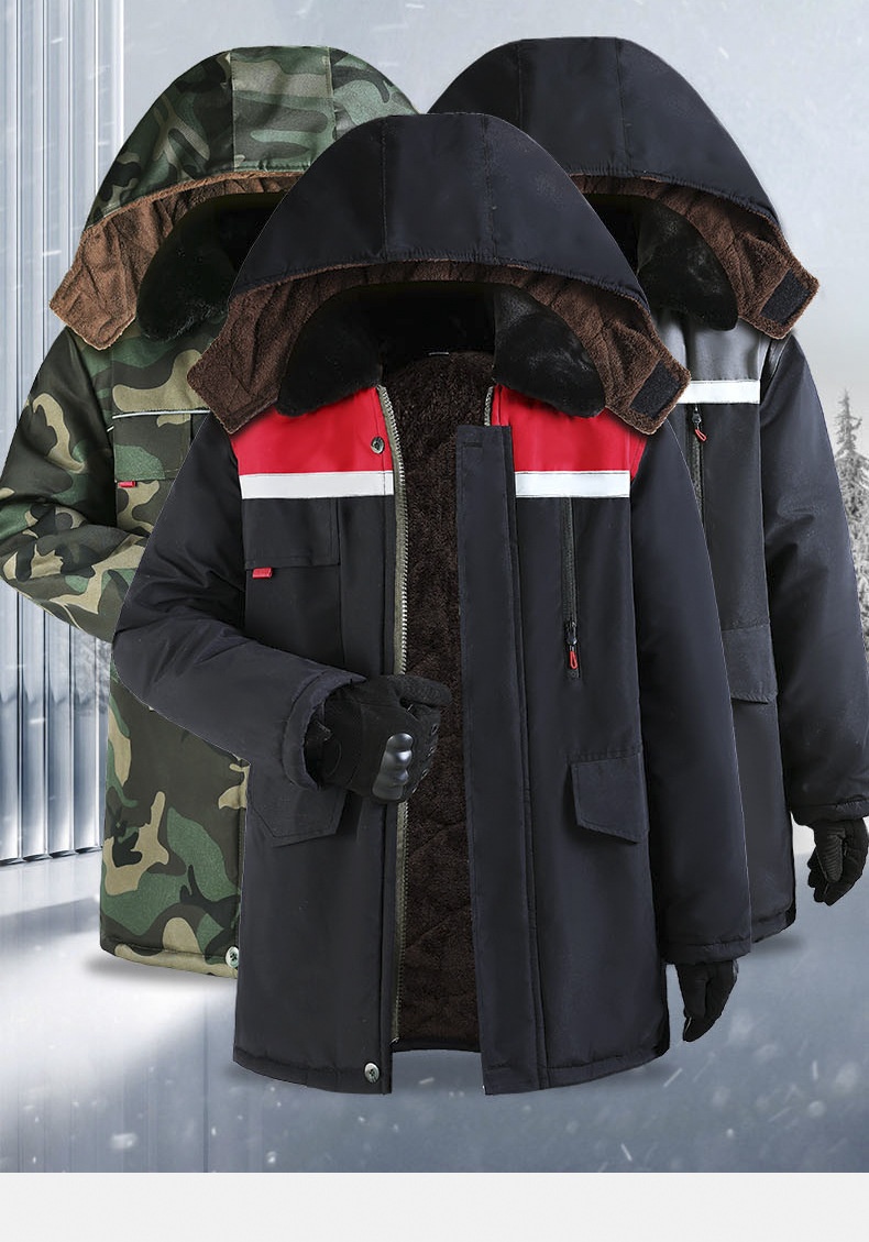 boy Reflective Strip Large Pocket Fleece Lined Thickened Warm Workwear Jacket Men's Wear-Resistant Windproof Waterproof_voghion.com