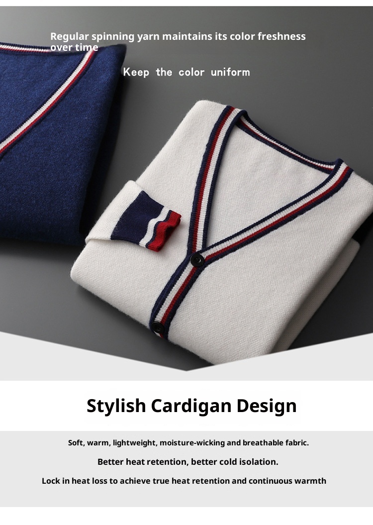 Ragazzo Ragazzo Autunno Inverno Cardigan in lana di medio spessore con scollo a V da uomo Color-Block Sho Maglione a maniche lunghe Giacca casual ampia Base_voghion.com