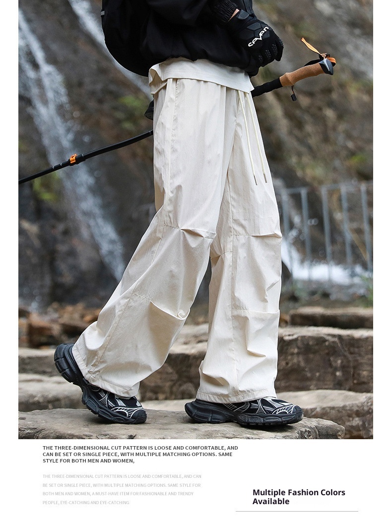 001 Outdoor Hiking Functionele rechte broek voor mannen en vrouwen, snel drogende casual losse waterdichte trekkingbroek met wijde pijpen,_voghion.com