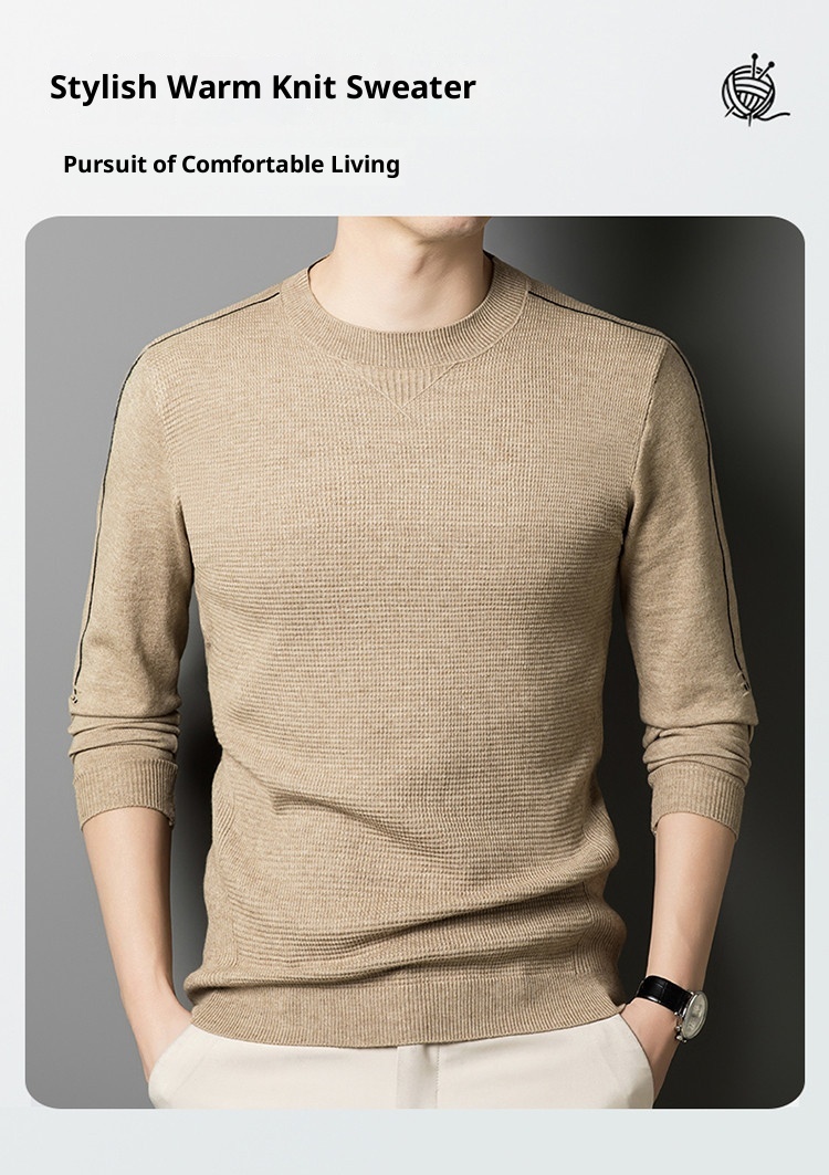 boy Thin Long Sleeve Knitted Wool For Men, Spring And Autumn, Round Neck, Casual Versatile Stretchy Trendy Fashion Base_voghion.com