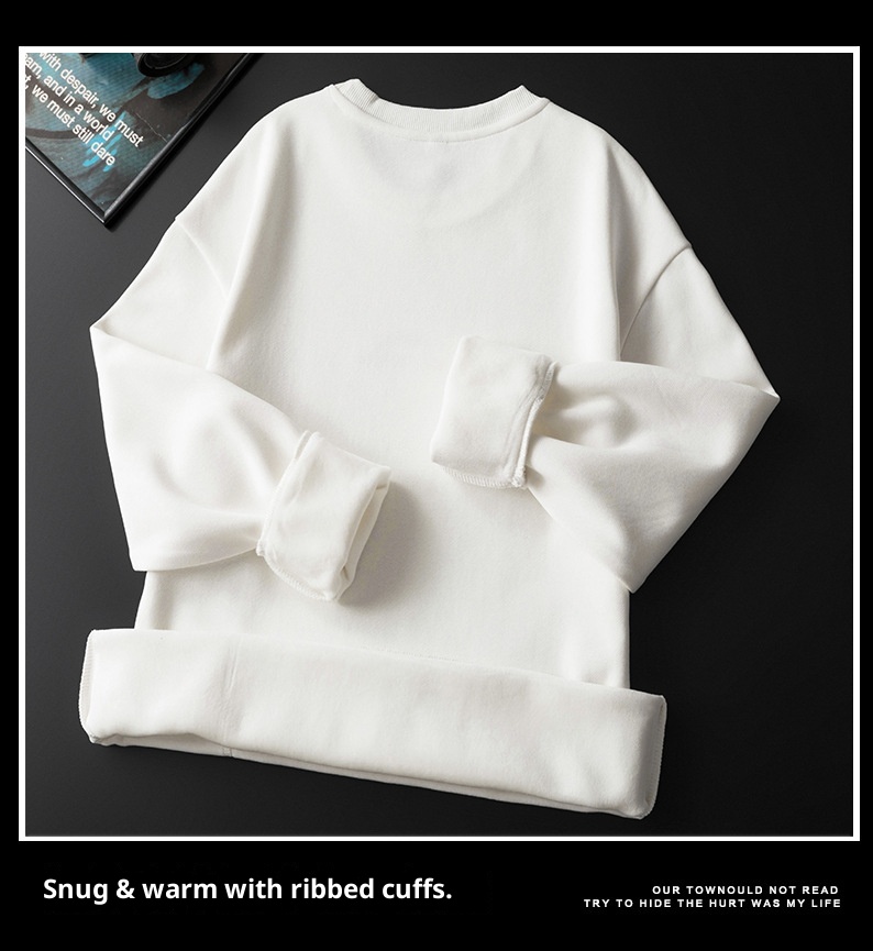 Felpa invernale imbottita con fodera in pile Anyang per uomo 2024, nuovo strato di base con scollo rotondo, calda e casual da uomo_voghion.com