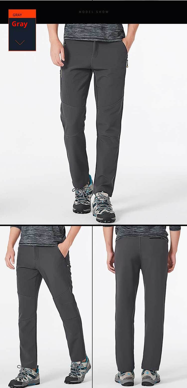 001 Soft Shell Softshell Men Women Fleece-Lined Ski Thickened Warm Outdoor Fleece Hiking Pants_voghion.com