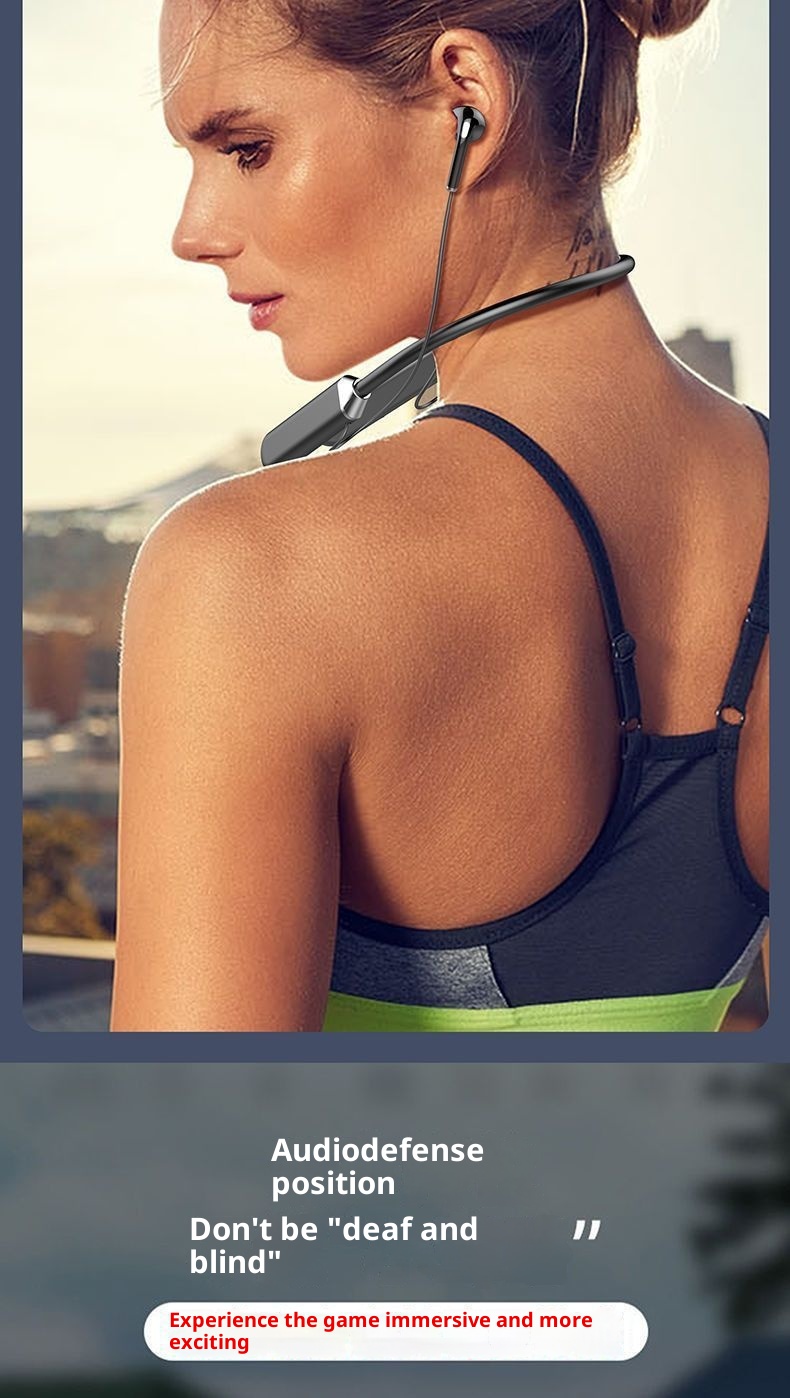 3c New Wireless Bluetooth LED Digital Display Sports Ultra-Long Battery Life Headset Gaming E-Sports Hanging Neck Style_voghion.com