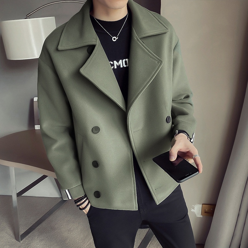 boy Tredy Brad Autum Witer New Me's Short Trech Korea Style British Casual Iteret Celebrity Warm Woole Coat For_voghion.com