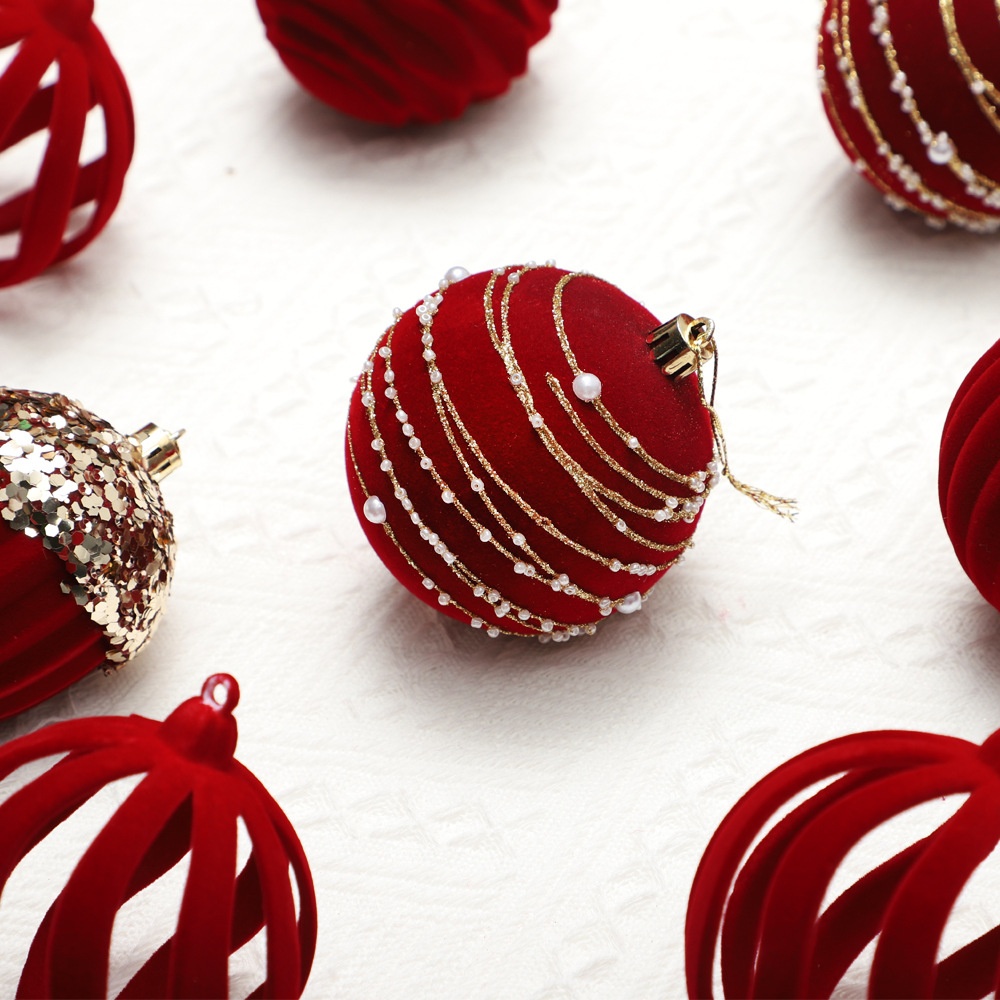 Lillian Decoration Accessories Flocked Series Christmas Tree Hanging Ornaments High-End Felt Balls_voghion.com