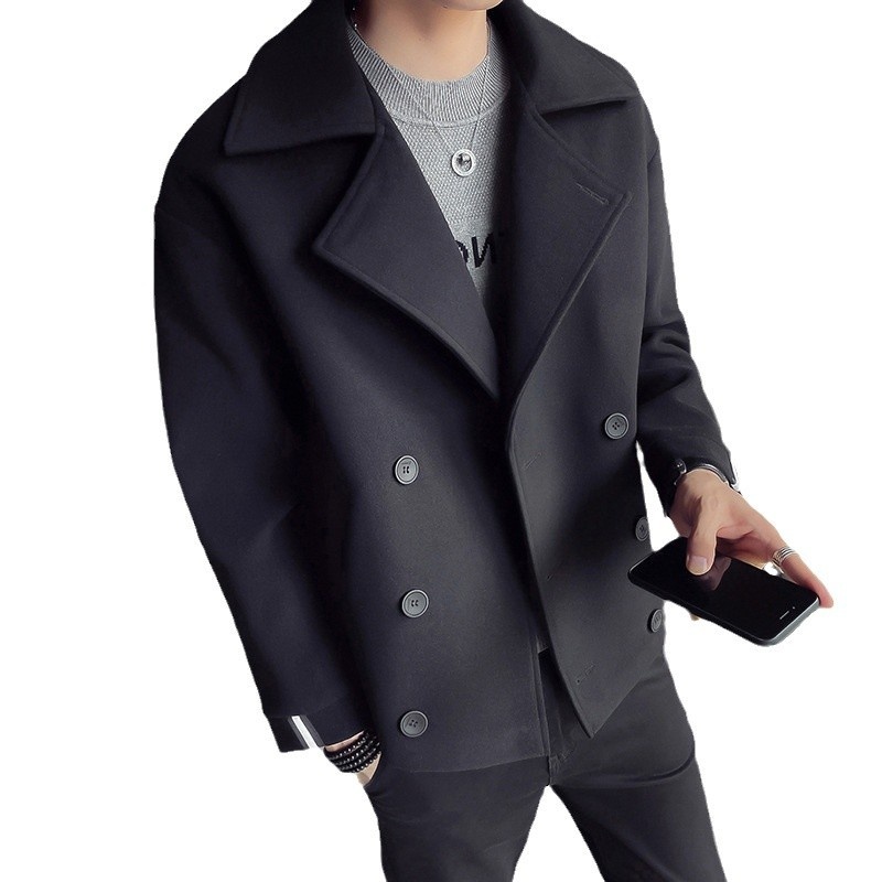 boy Tredy Brad Autum Witer New Me's Short Trech Korea Style British Casual Iteret Celebrity Warm Woole Coat For_voghion.com