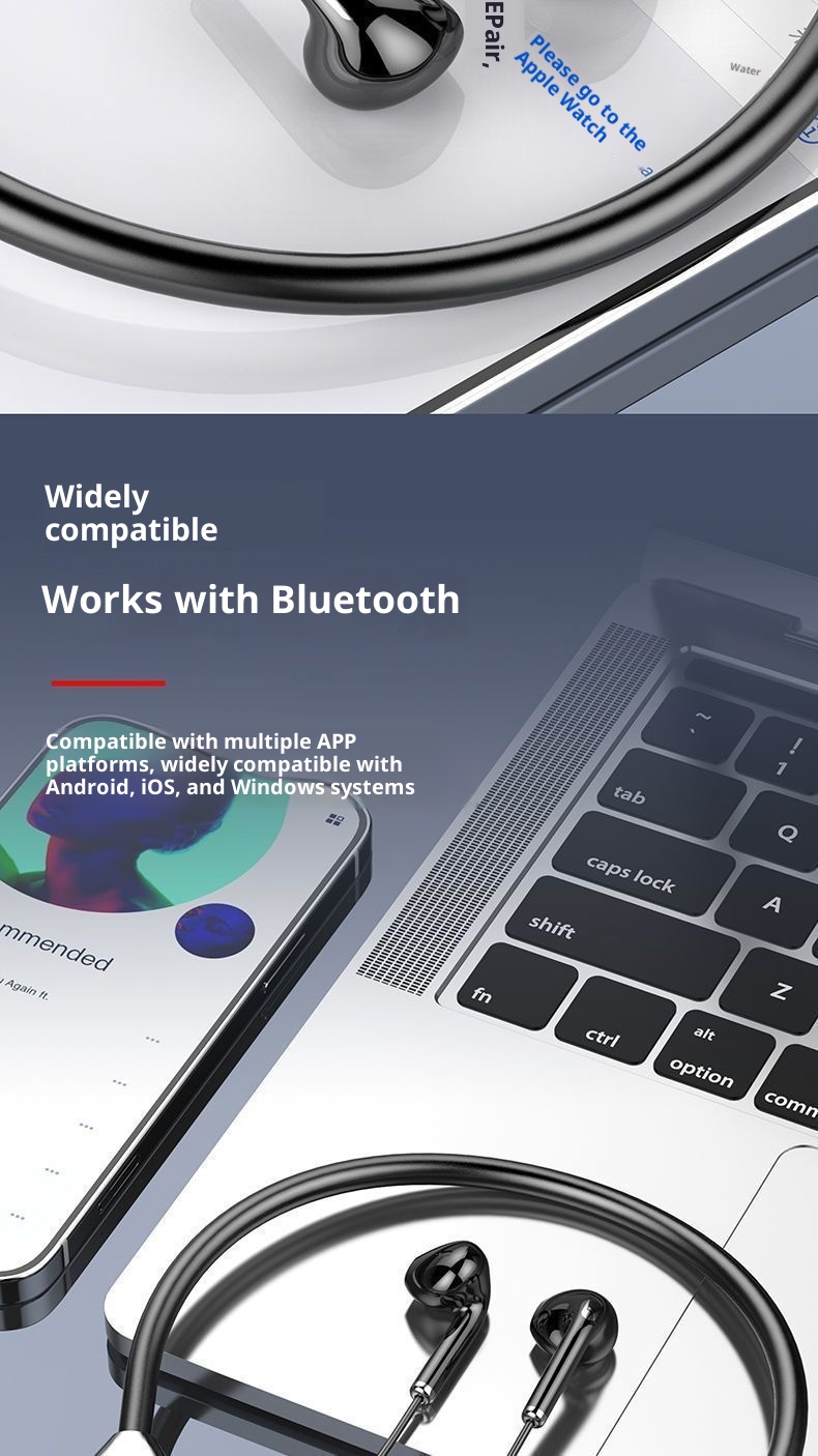 3c New Wireless Bluetooth LED Digital Display Sports Ultra-Long Battery Life Headset Gaming E-Sports Hanging Neck Style_voghion.com