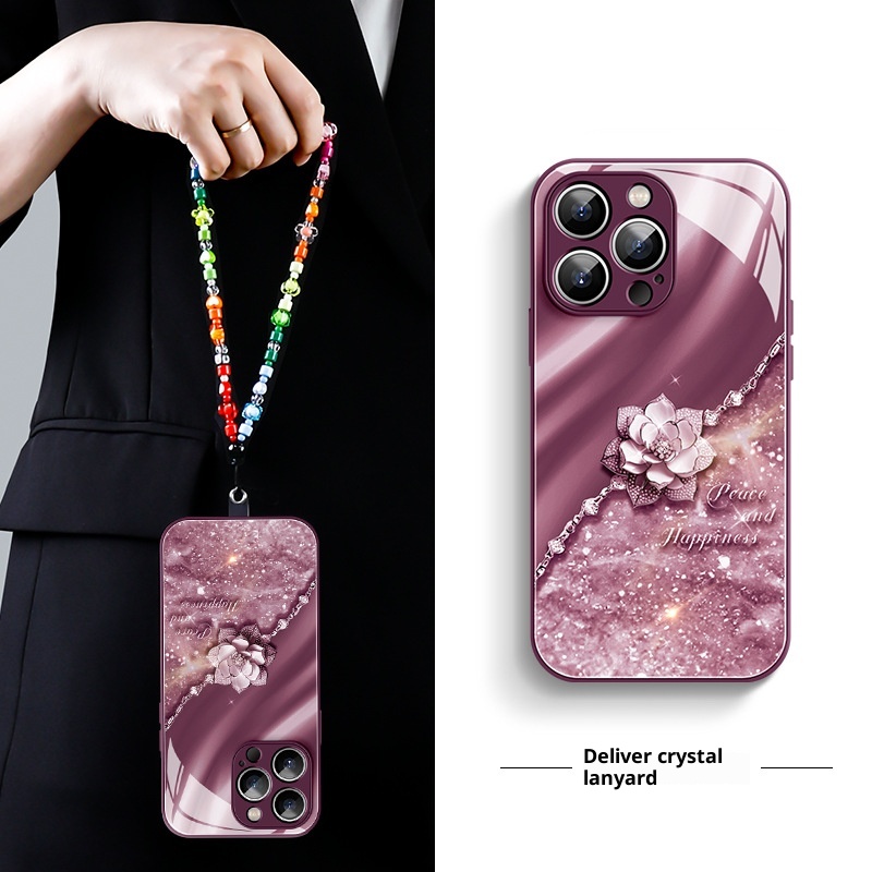 Custodia per telefono compatibile con TechGlobe 15, nuovo iPhone 16 Max, in vetro 12 Pro con cordino, 14 da donna, 13 Premium_voghion.com