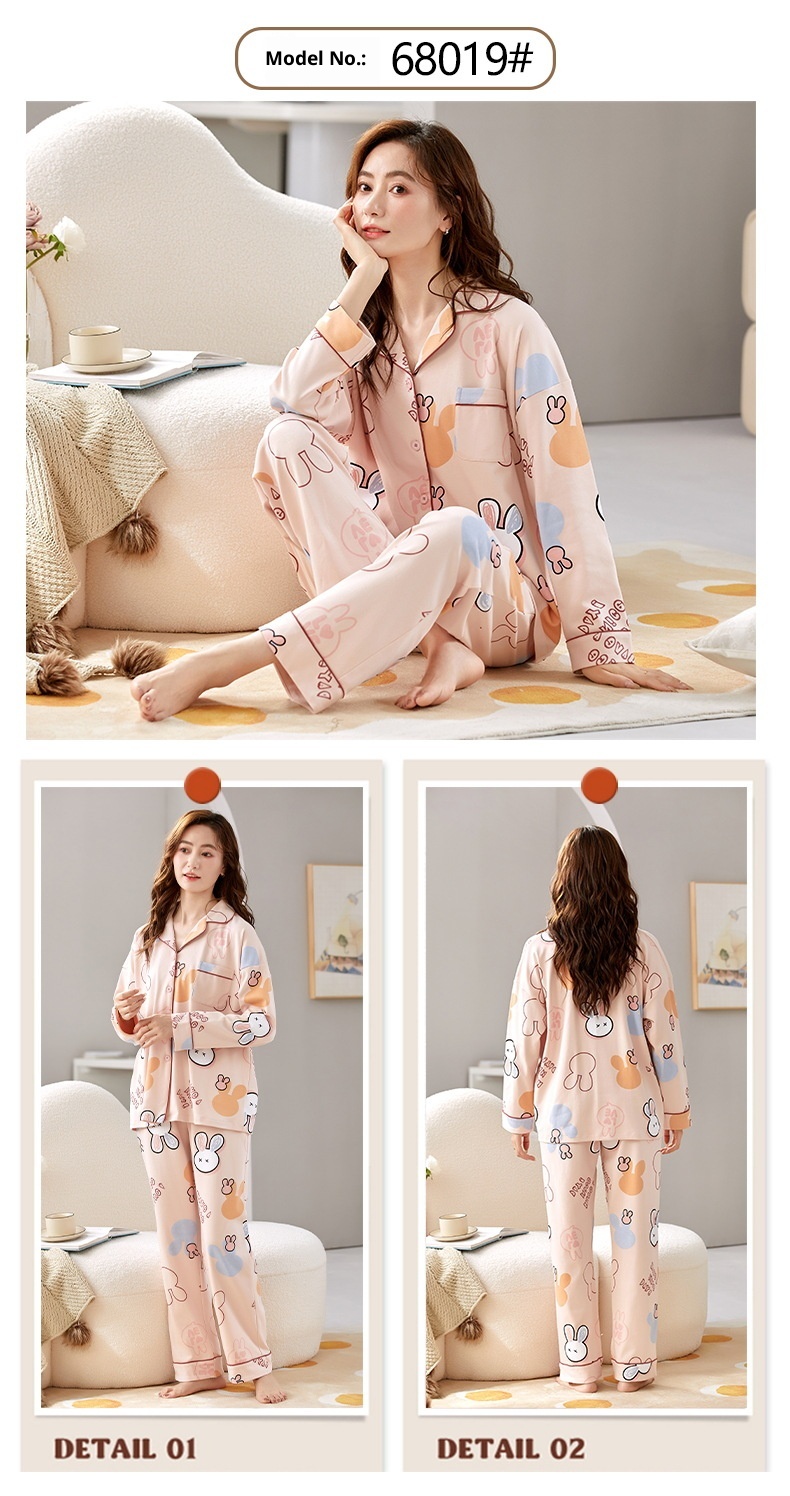 Pigiama ChicShe 100% cotone, primavera e autunno, cardigan a maniche lunghe, caldo abbigliamento da casa, comodo, morbido, vestibilità ampia, da donna._voghion.com