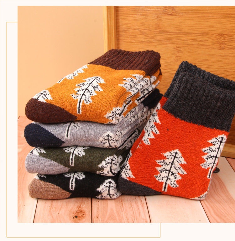 Lillian Autumn Winter Thickened Warm Christmas Tree Terry Women's Heart Deer Rabbit Wool Mid-Calf Maternity Socks Soft_voghion.com