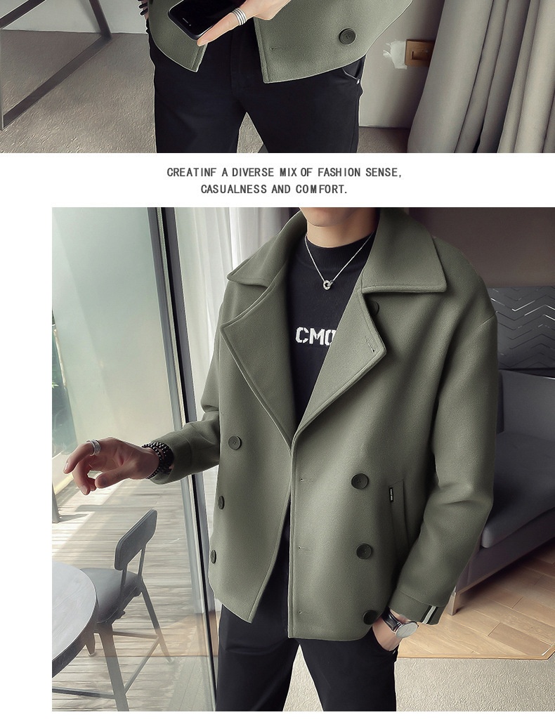 boy Tredy Brad Autum Witer New Me's Short Trech Korea Style British Casual Iteret Celebrity Warm Woole Coat For_voghion.com