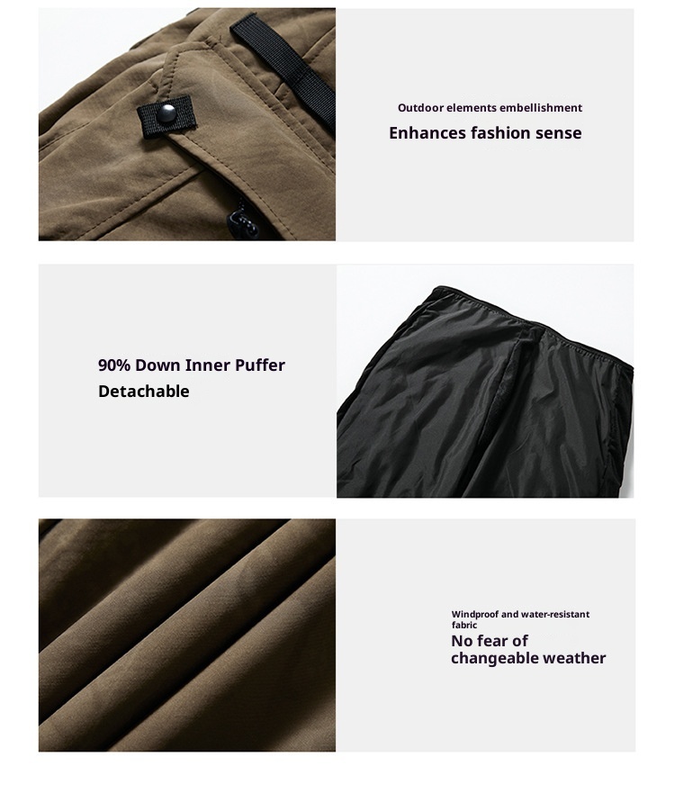 001 Camel HJCAMEL Giacca da esterno staccabile da uomo, pantaloni cargo sportivi larghi invernali nuovi_voghion.com