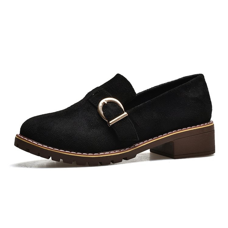 Plus size loafers voor vrouwen 2024 lente nieuwe mode riem gesp instappers suède oppervlak vierkante hak moeder schoenen_voghion.com