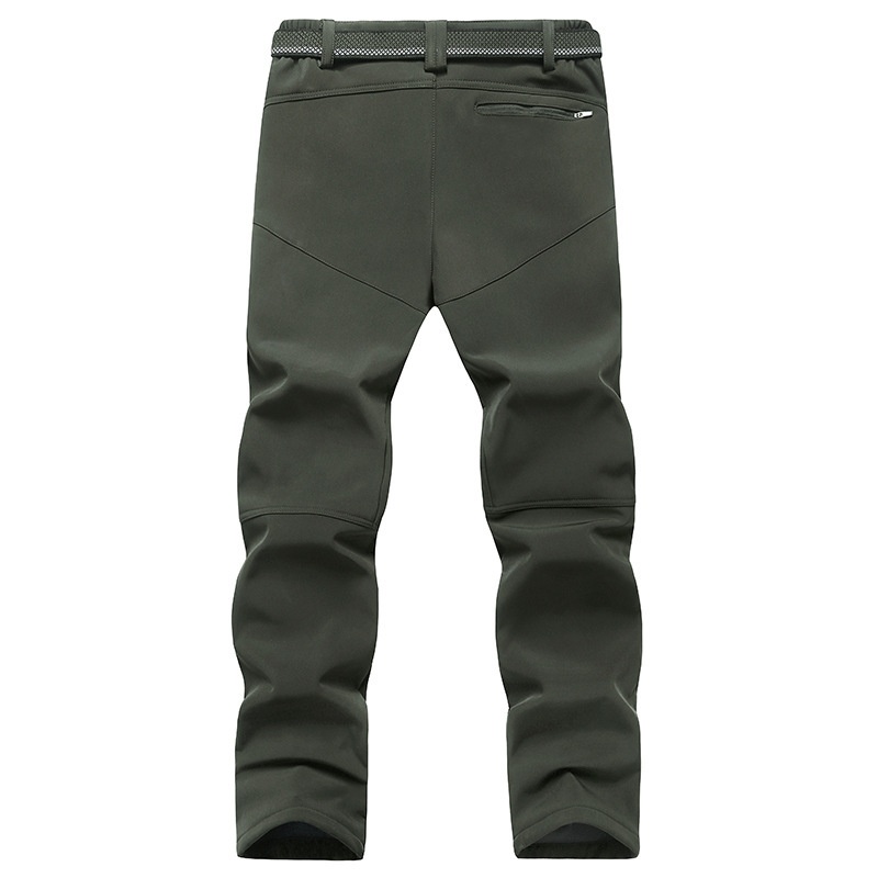 001 New Couple Soft Shell Men And Women Fleece Lined Thickened Plus Size Windproof Waterproof Outdoor Hiking Cycling Pants_voghion.com
