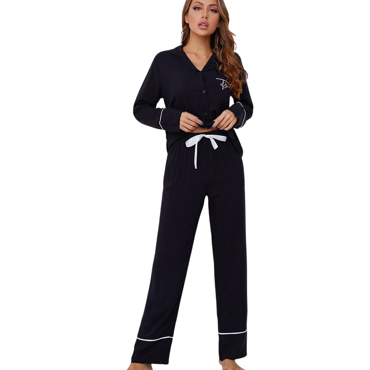 Pigiama da donna in stile europeo americano ChicShe, abbigliamento da casa per il commercio estero, cardigan a maniche lunghe primaverile e autunnale_voghion.com