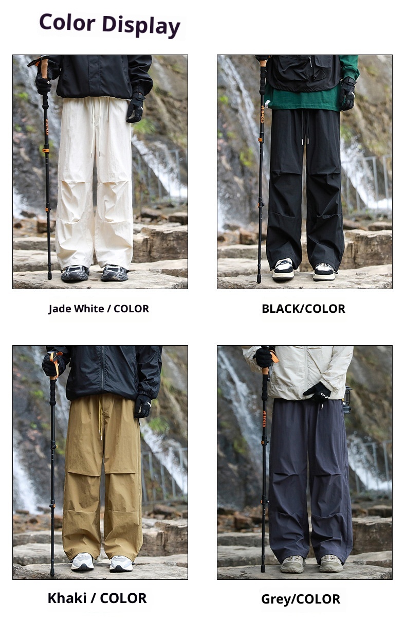 001 Outdoor Hiking Functionele rechte broek voor mannen en vrouwen, snel drogende casual losse waterdichte trekkingbroek met wijde pijpen,_voghion.com