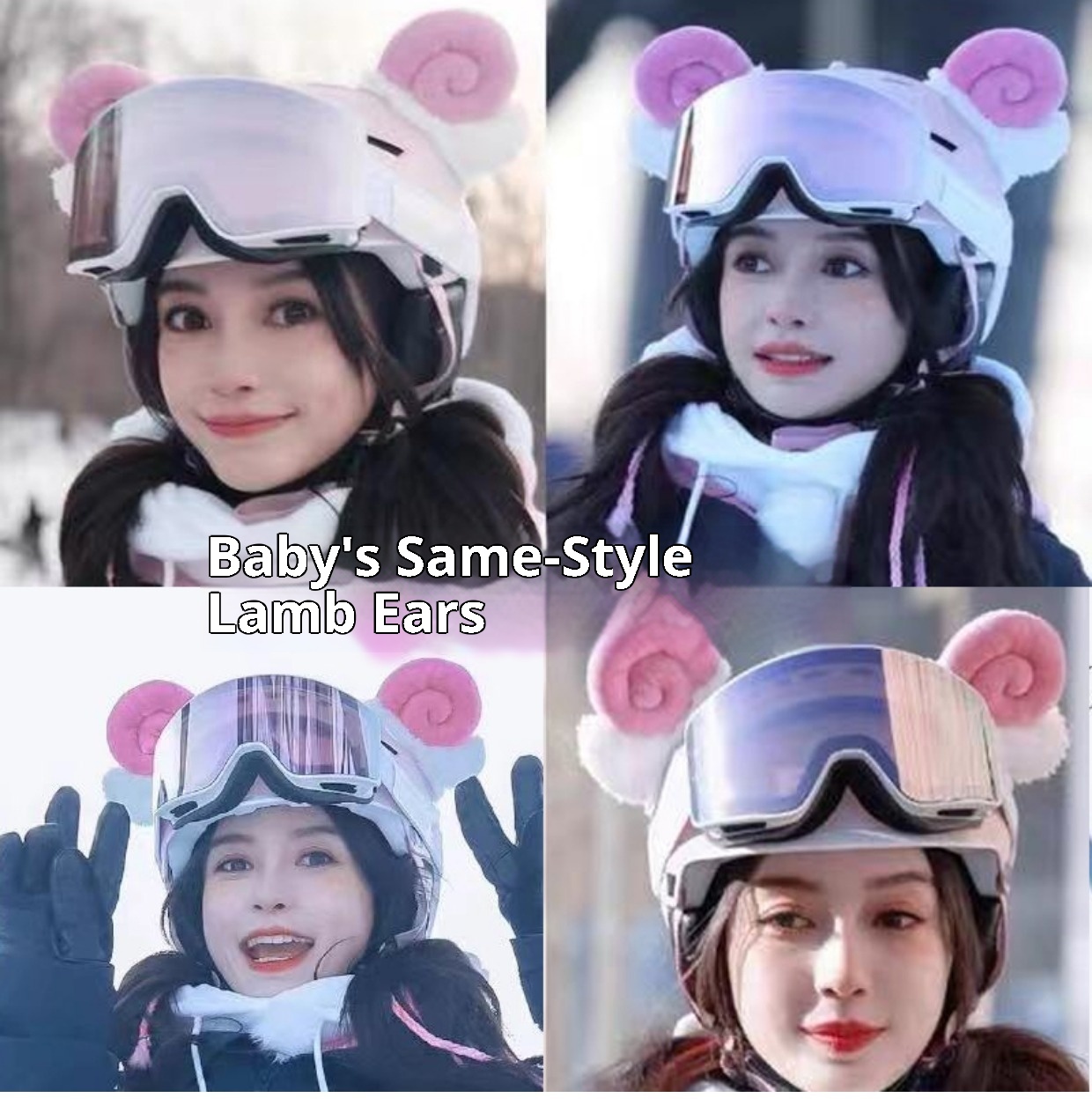 001 Angelababy Estilo Adorable Decoración de Orejas de Oveja para Vehículos Eléctricos Accesorios para Cascos de Esquí DIY_voghion.com