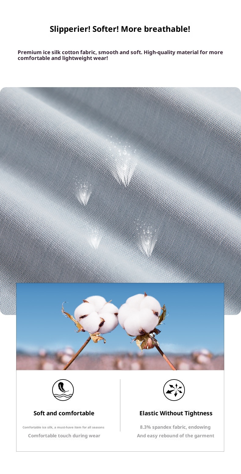 Maglietta base da uomo in cotone di seta ghiaccio fresco, manica corta, estiva, bianca, tinta unita, mercerizzata_voghion.com