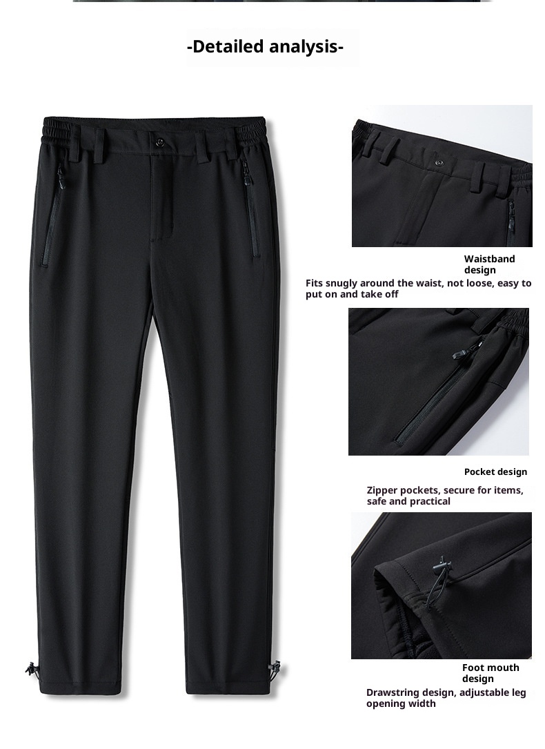001 Softshell Pants For Men And Women, Outdoor Waterproof Windproof Fleece Lined Thickened Autumn Winter Long Soft Shell_voghion.com