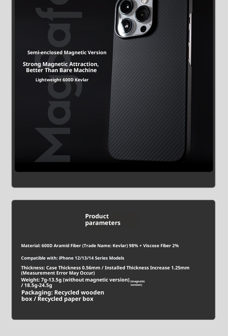 Custodia TechGlobe Kevlar 13/14 Promaxplus Half Pack 600D con ventosa magnetica forte e casual per telefono_voghion.com