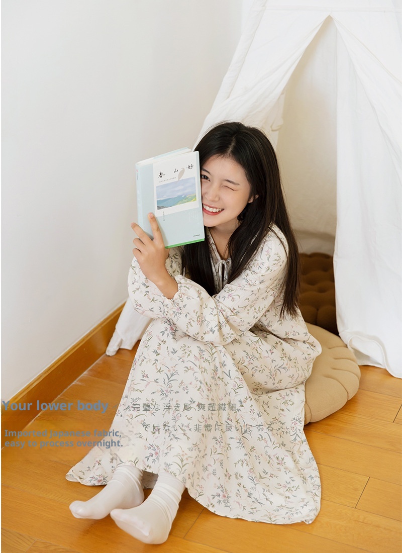 ChicShe Spanish O Marka Kadın İlkbahar Yaz Gül Uzun Kollu Vintage Küçük Çiçekli Pamuklu Rayon Pijama Takımı Kadınlar İçin_voghion.com