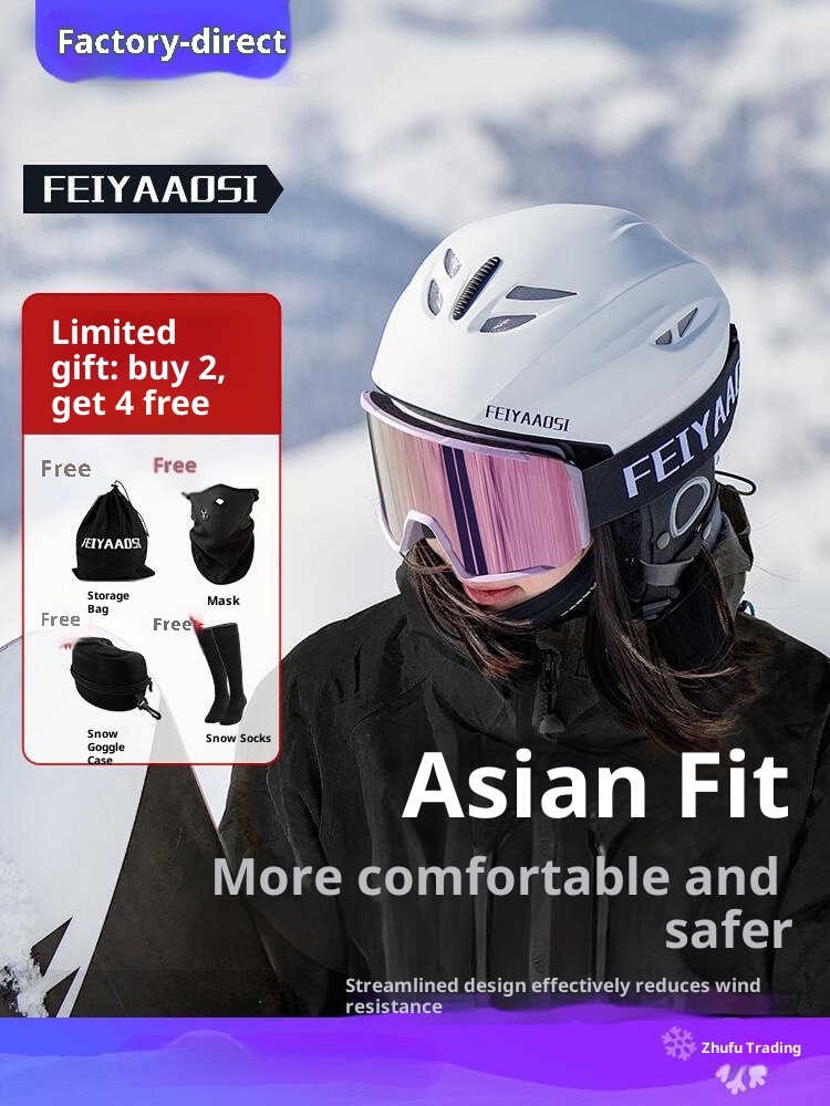 001 Yutian Snowboardhelm für Damen, Schneehelm für Herren, professionelle Kinder-Skibrille, integrierte Skimütze_voghion.com