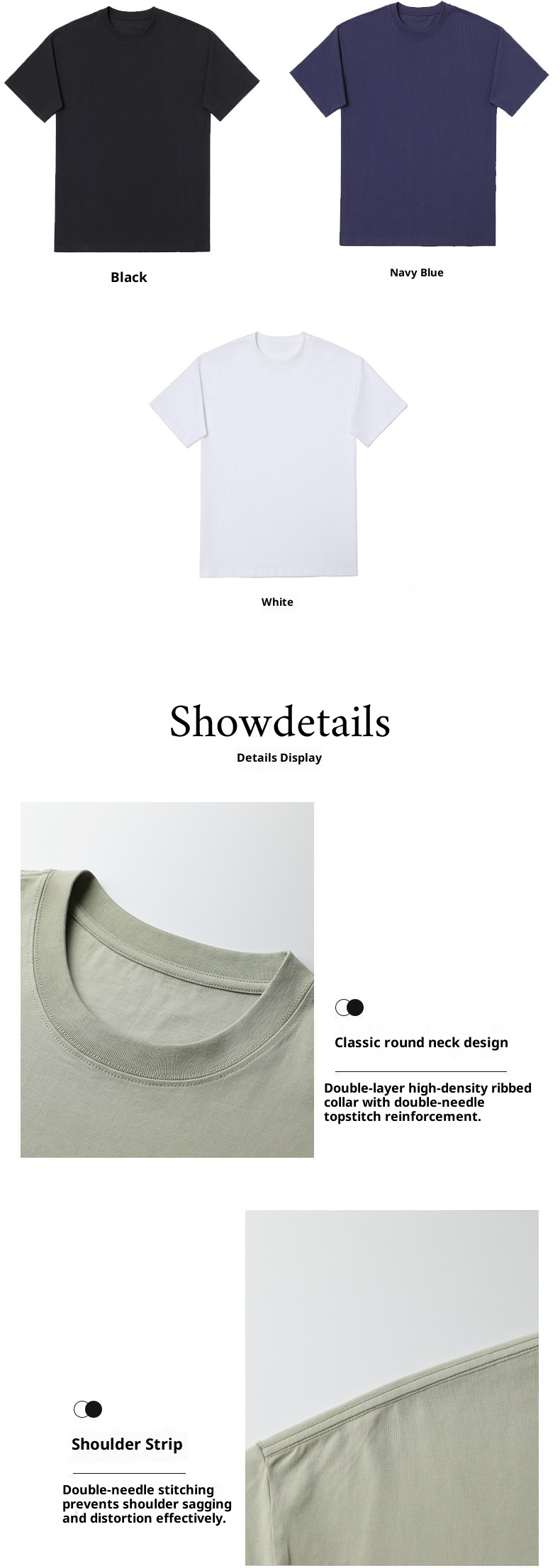 Vintage-T-Shirt für Herren, 260 g schweres, doppelt gewebtes Kurzarm-Shirt aus reiner Baumwolle, trendige Marke, lockerer Schnitt in Erdtönen_voghion.com