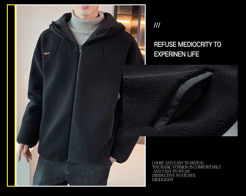 boy Lamb Wool Plush For Men, Autumn 2024 New Style, Particle Fleece Winter Coat, Trendy Brand, Fleece-Lined And Thickened_voghion.com