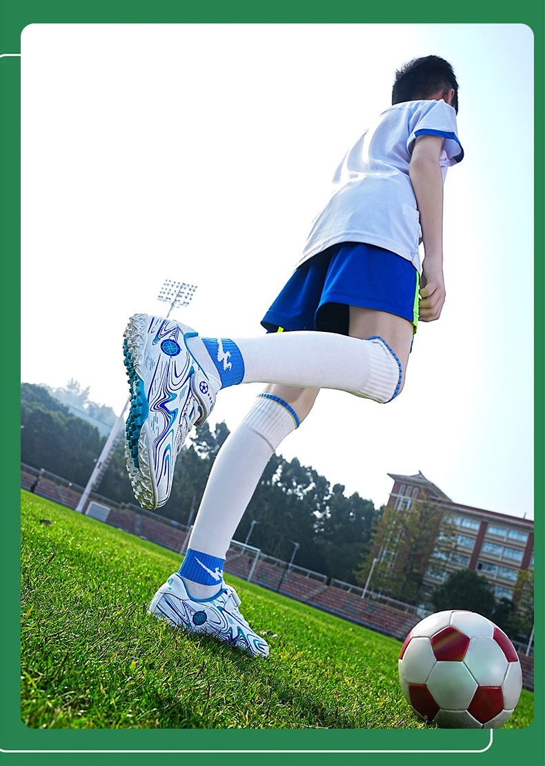 ShoeGlobe Children's Youth Football Broken Studs For Boys Students Big Kids Competition Soccer Grass Training Shoes With Velcro_voghion.com
