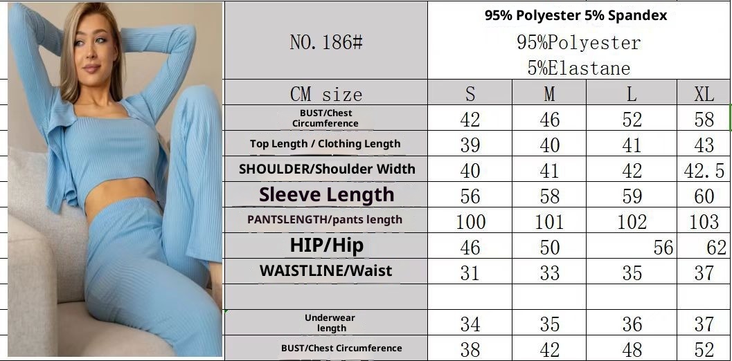 ChicShe Russian Three-Piece Set Ken Stripe Knitted Pajamas Top Long Pants Women's Wearable Outside Homewear_voghion.com