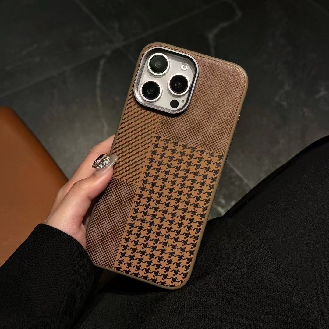 TechGlobe Suitable For IPhone 17 Pro Max Case Kevlar Texture Plain Leather 16 Metal Lens Ring 15 Shockproof Cover_voghion.com