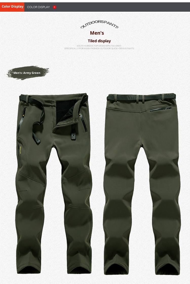 001 Winter Fleece-Lined For Men Women, Windproof And Waterproof, Hiking Pants, Couples' Warm Softshell Pants_voghion.com