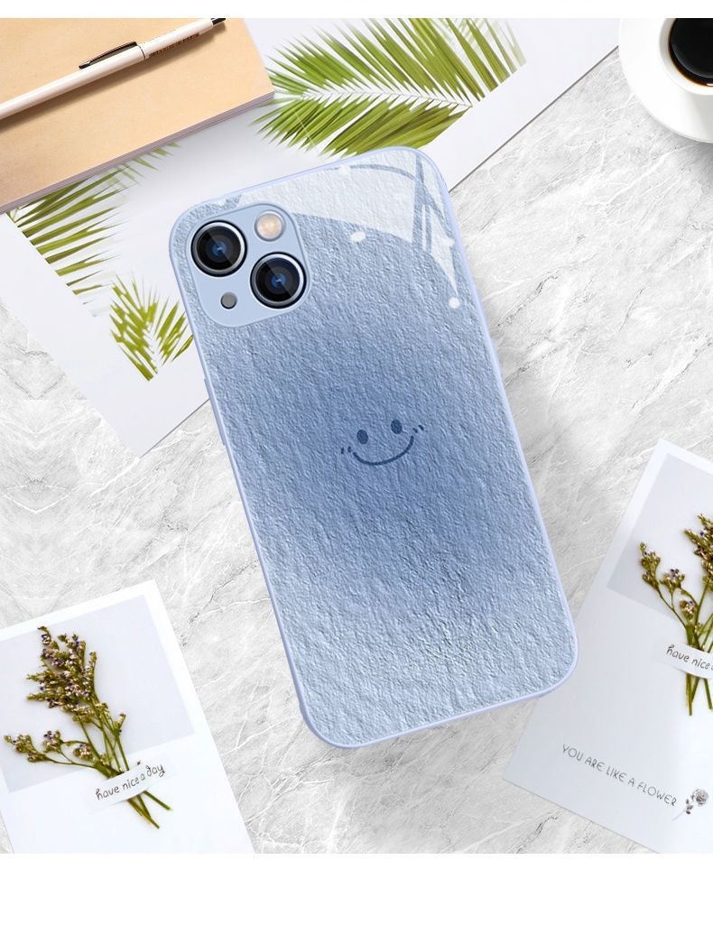 TechGlobe Oil Painting Smiley Face Compatible With 16 Phone Case IPhone 14 Pro Max Full Coverage 8 Plus/7 Glass XR 11/12_voghion.com