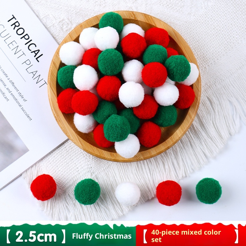 Kit de decoración navideña para árbol de Navidad Lillian Red Green White para niños: pompones hechos a mano, material adhesivo creativo._voghion.com