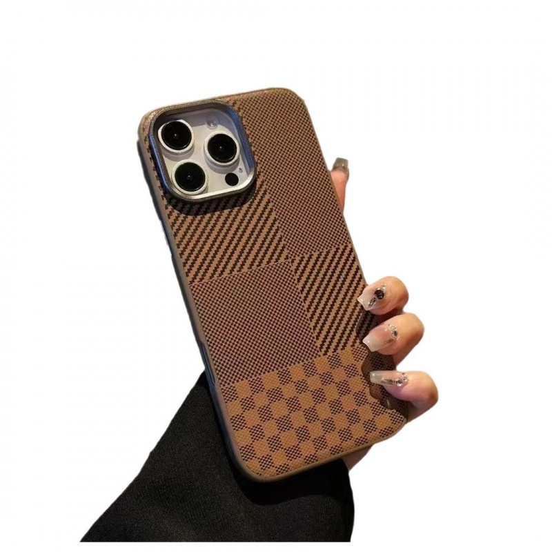 TechGlobe Suitable For IPhone 17 Pro Max Case Kevlar Texture Plain Leather 16 Metal Lens Ring 15 Shockproof Cover_voghion.com