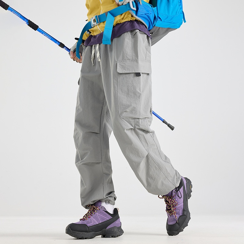 001 Mountain Style Outdoor Softshell For Men And Women, Windproof, Waterproof, Adjustable Long Loose Hiking Pants, Trendy_voghion.com