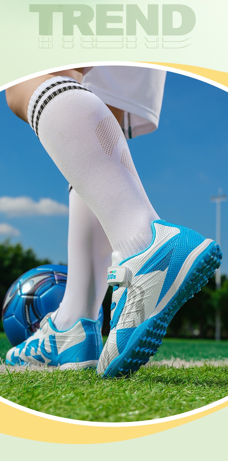 ShoeGlobe Zhizu Brand Soccer Children, No-Tie Shoelaces, Buckle TF Rubber Sole, Artificial Turf Training Shoes For Primary And_voghion.com