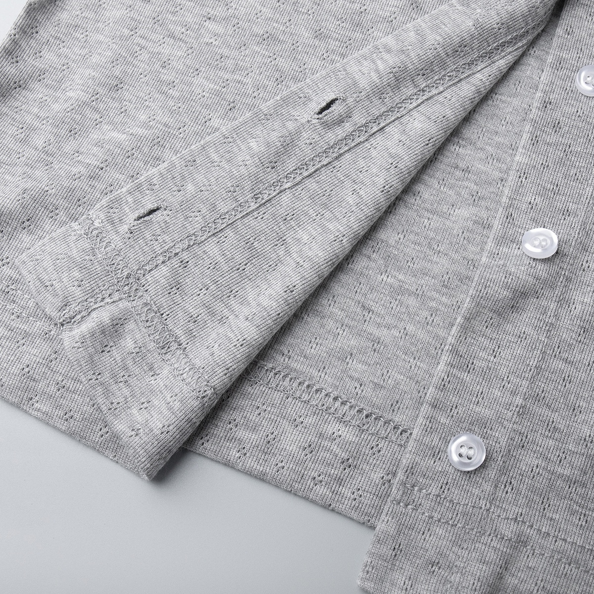 ChicShe Cross-Border Gray Long-Sleeve Shorts Pajama Set European And American 2025 Spring New Knitted Pajamas Export Home Wear_voghion.com