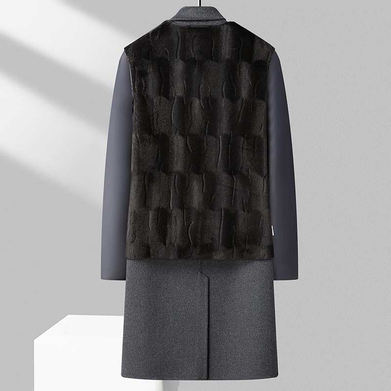 boy 100% Double-Breasted Over-the-Knee Long 2025 Autumn Winter Velvet Lined Reversible Wool Coat For Men_voghion.com