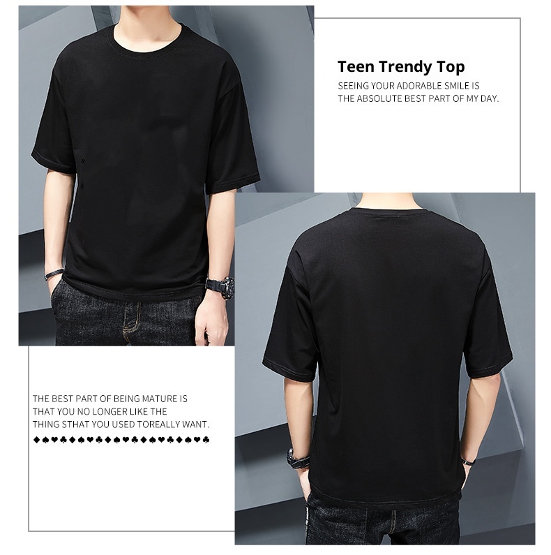 Maglietta corta estiva da uomo, nuova, con base a cinque quarti, personalizzata, tinta unita, girocollo, mezza manica, all'ingrosso_voghion.com