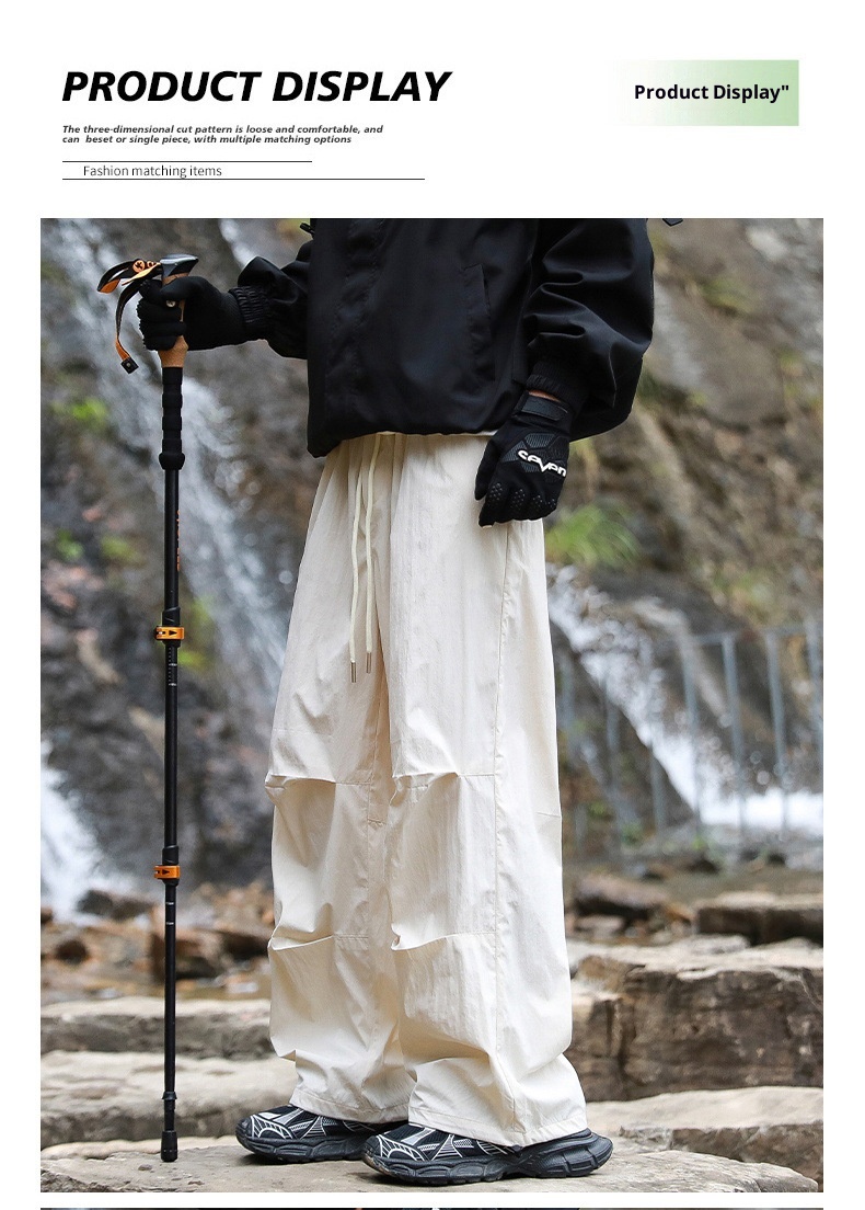 001 Outdoor Hiking Functionele rechte broek voor mannen en vrouwen, snel drogende casual losse waterdichte trekkingbroek met wijde pijpen,_voghion.com