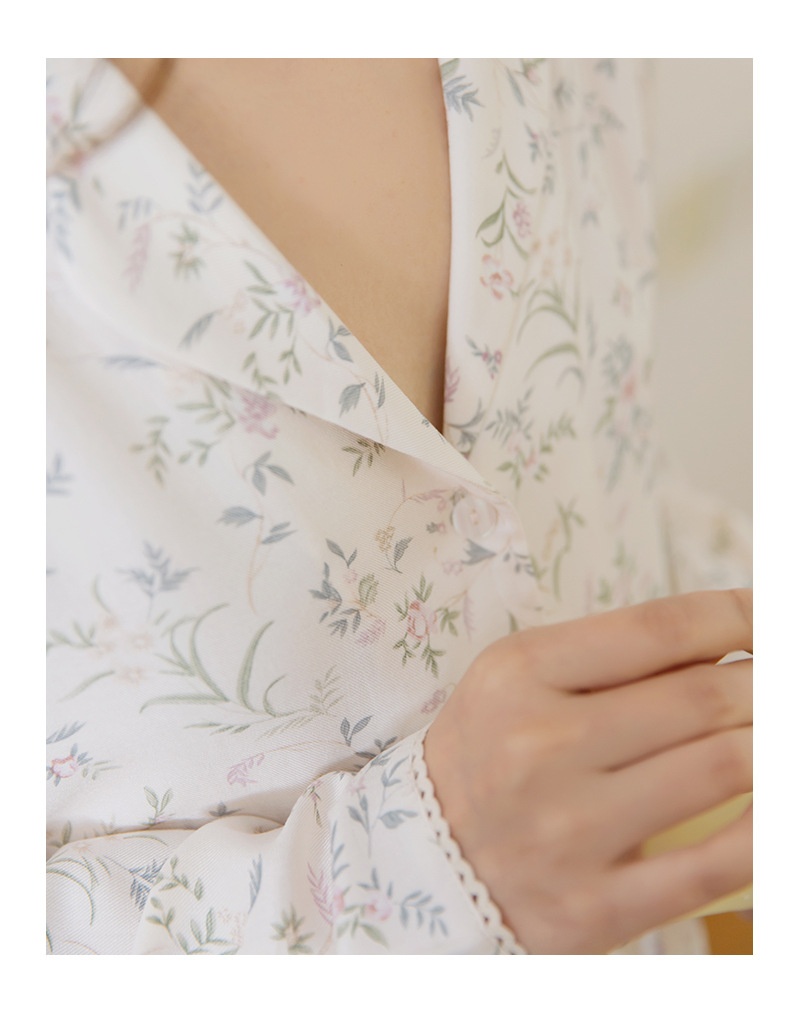 ChicShe Spanish O Marka Kadın İlkbahar Yaz Gül Uzun Kollu Vintage Küçük Çiçekli Pamuklu Rayon Pijama Takımı Kadınlar İçin_voghion.com