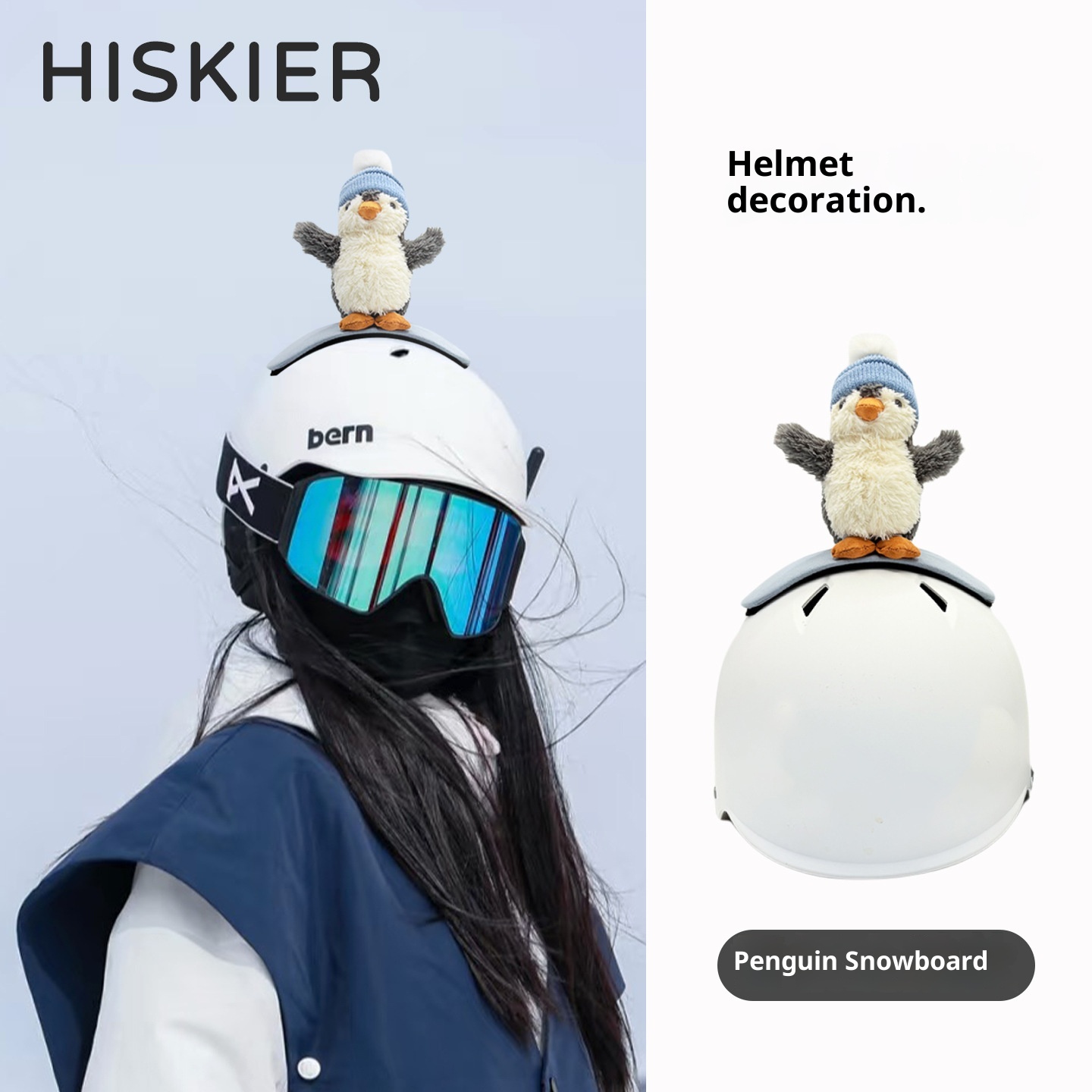 001 Hiskier Snowboard Penguin Ski Helmet Decoration Ears Cartoon Plush Cute Doll Motorcycle Paraglider_voghion.com