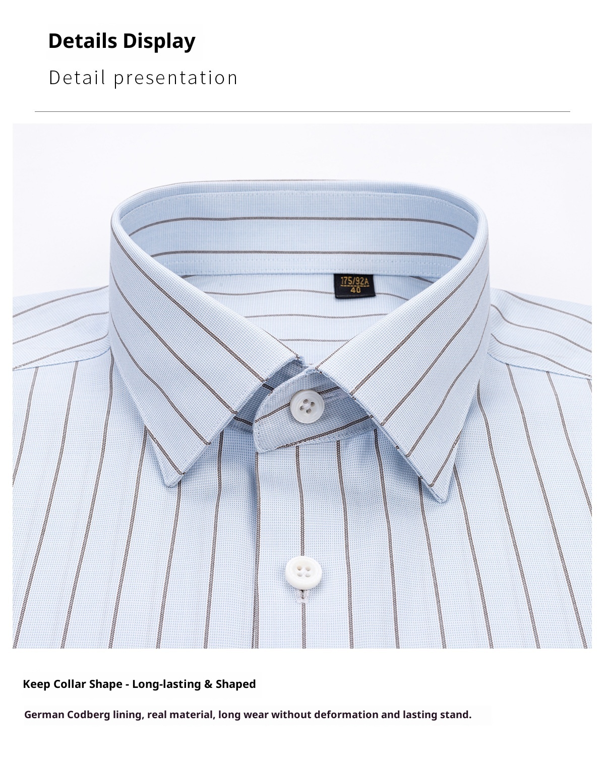 ForMen DP Bügelfreies, leichtes und hochwertiges Business-Casual-Hemd aus Maulbeerseide mit blauen Streifen, 200 Fäden pro Zoll._voghion.com