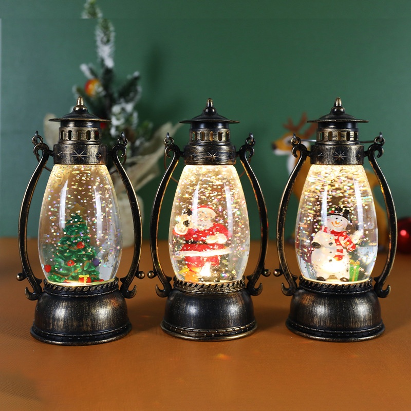 Lillian Decorations Crystal Ball Glowing Handheld Oil Lamp Snow Floating Light Gift Christmas Tabletop Ornament_voghion.com