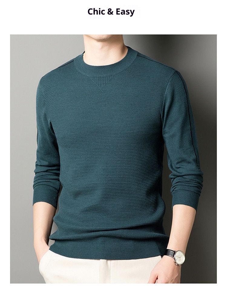 boy Thin Long Sleeve Knitted Wool For Men, Spring And Autumn, Round Neck, Casual Versatile Stretchy Trendy Fashion Base_voghion.com