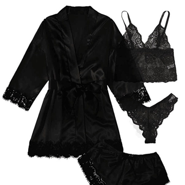 ChicShe European And American Sexy Lingerie Cross-Border Trade Women's Pajamas Four-Piece Plus Size Nightgown Camisole Set_voghion.com