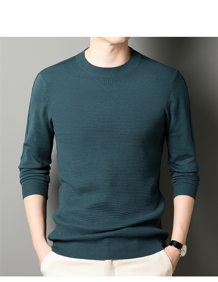 boy Thin Long Sleeve Knitted Wool For Men, Spring And Autumn, Round Neck, Casual Versatile Stretchy Trendy Fashion Base_voghion.com