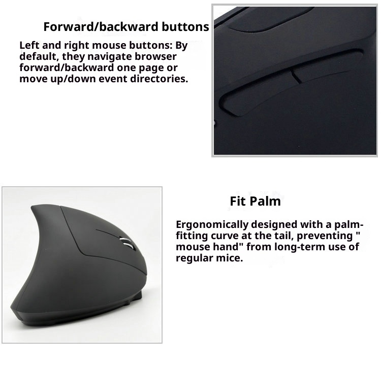 Techglobe New Business Rechargeable Wireless Black Foreign Trade Cross-Border E-commerce Computer Laptop Vertical Mouse Wholesale_voghion.com