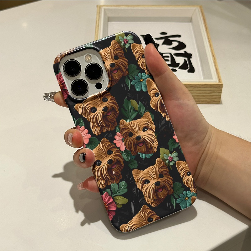 TechGlobe Cute Pet Teddy 17 Phone 13 Pro Max Large Hole Film Case 14 Plus Matte Protective Cover 12_voghion.com